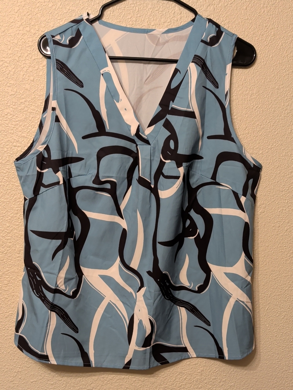 V-Neck Abstract Print Camisole in Light Blue